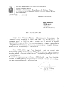Referencja od Urzędu Dzielnicy Warszawa Włochy